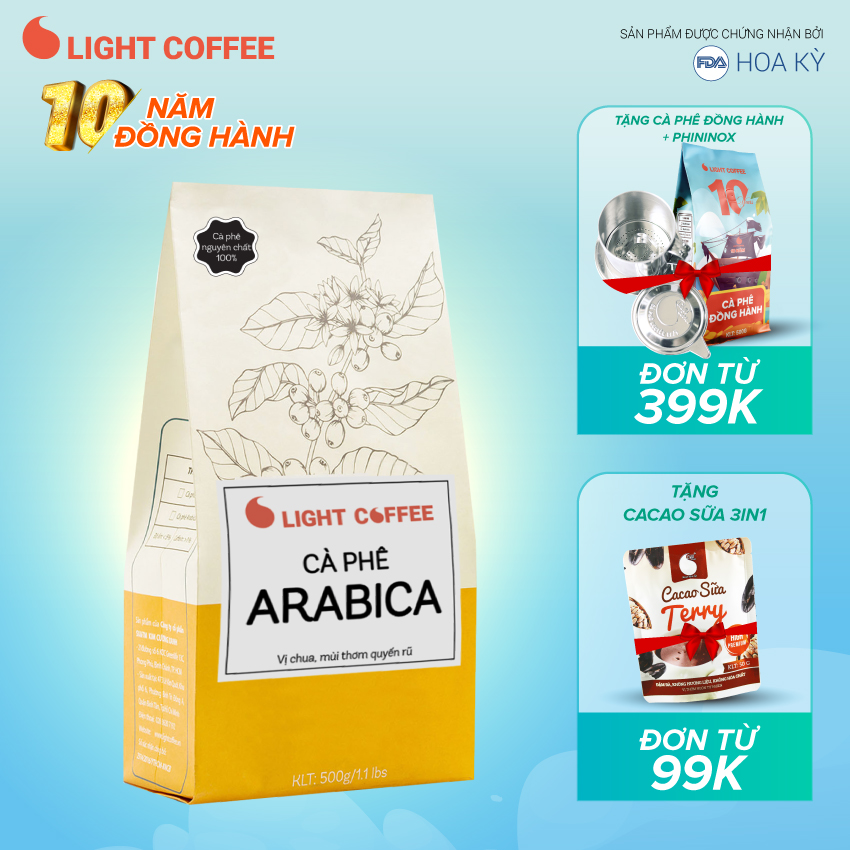 Cà phê rang xay nguyên chất 100% Arabica - Light Coffee - 500gr