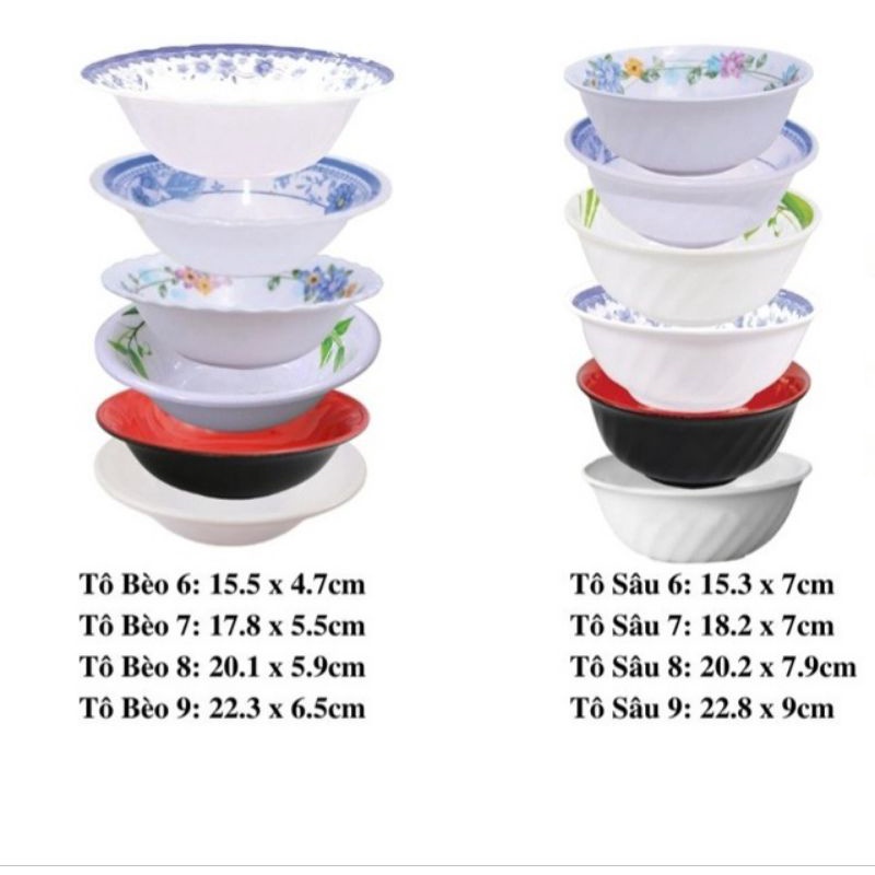 Tô nhựa meka đủ size