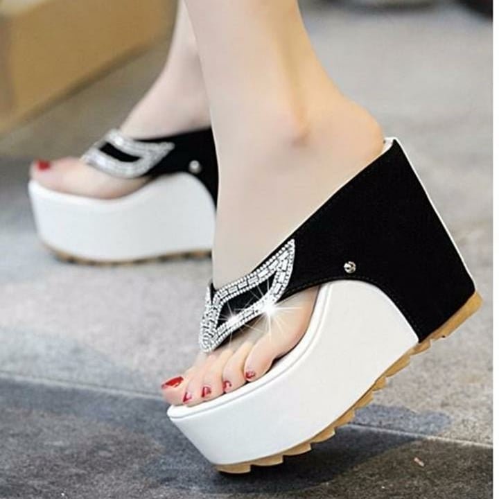 Dép đế xuồng cú mèo đính đá cao cấp