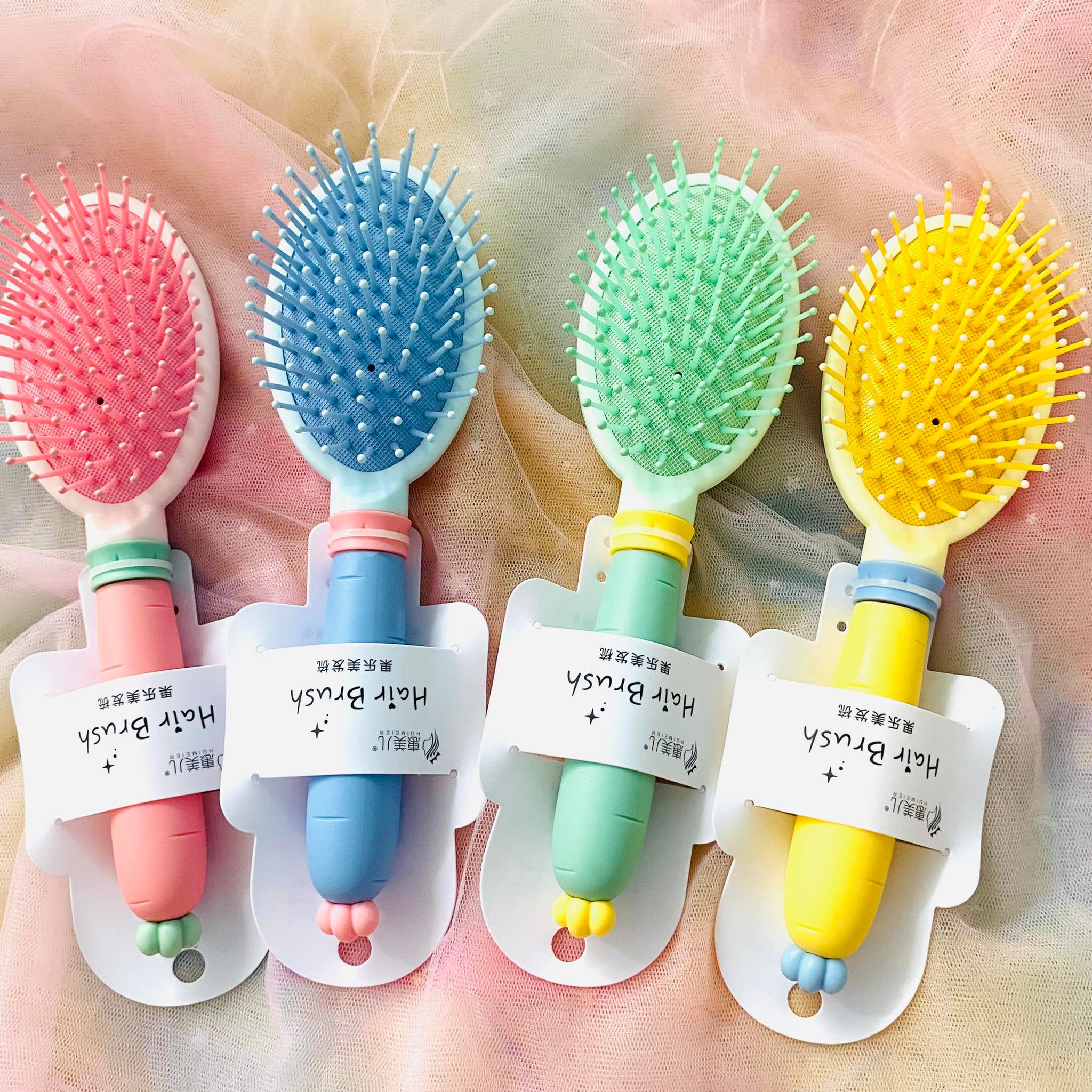 Lược gai chải tóc oval cà rốt màu sắc