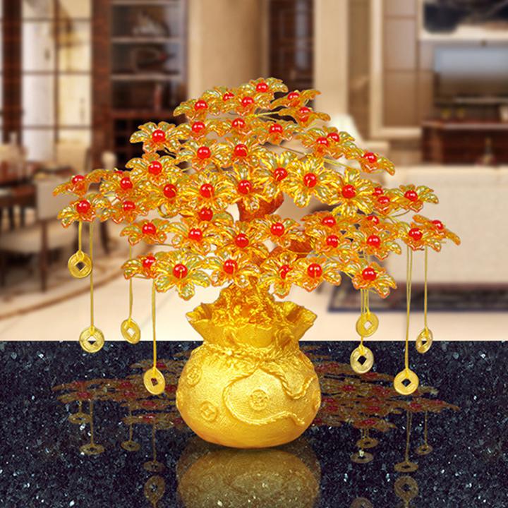 Cây kim tiền phát tài phát lộc đế vàng 7 cành trang trí ngày tết