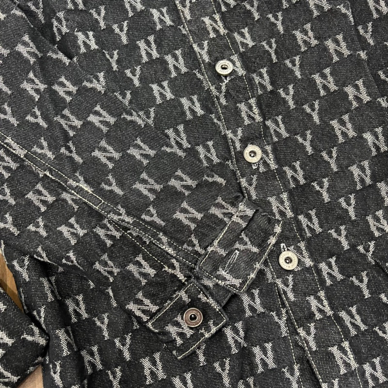 Áo Sơ Mi Jeans MLB Đen Mono