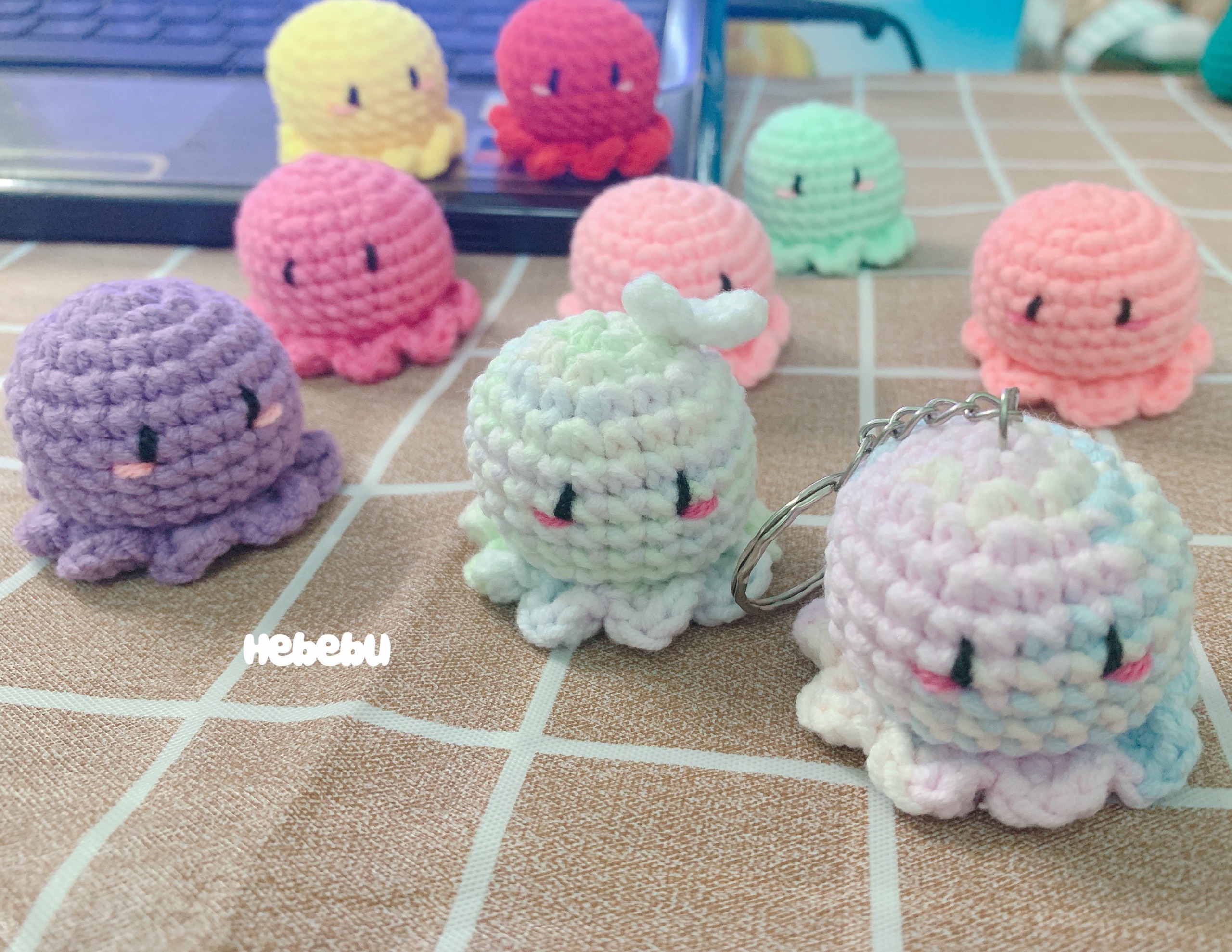 Móc khóa bạch tuộc bằng len handmade Cute Hebebu
