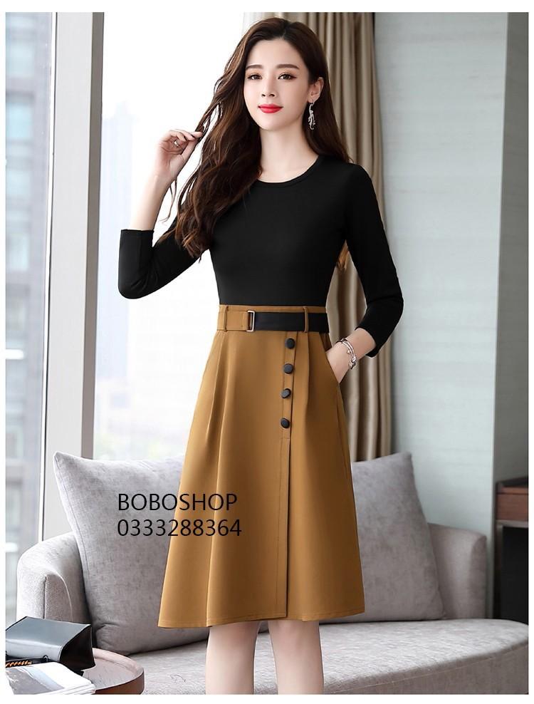 [HCM]CHÂN VÁY XẾP LY PHỐI NÚT SILA