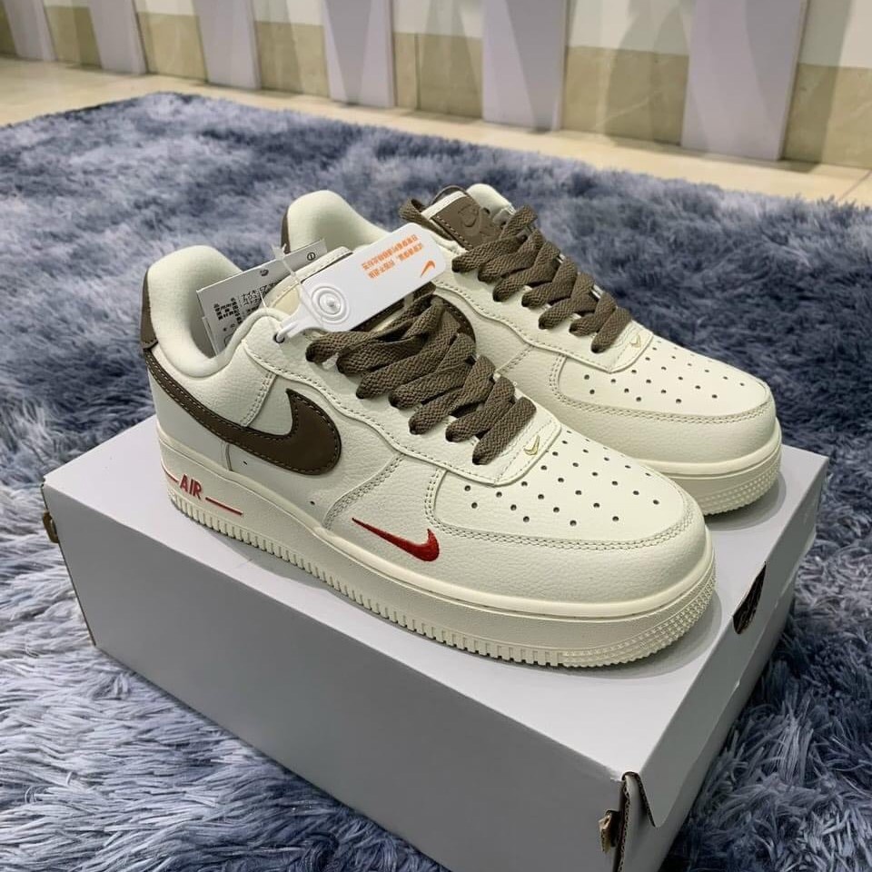Giày thể thao nike  AF1 vệt nâu, Giày sneaker air force 1 low khâu độn đế 4cm full box bill