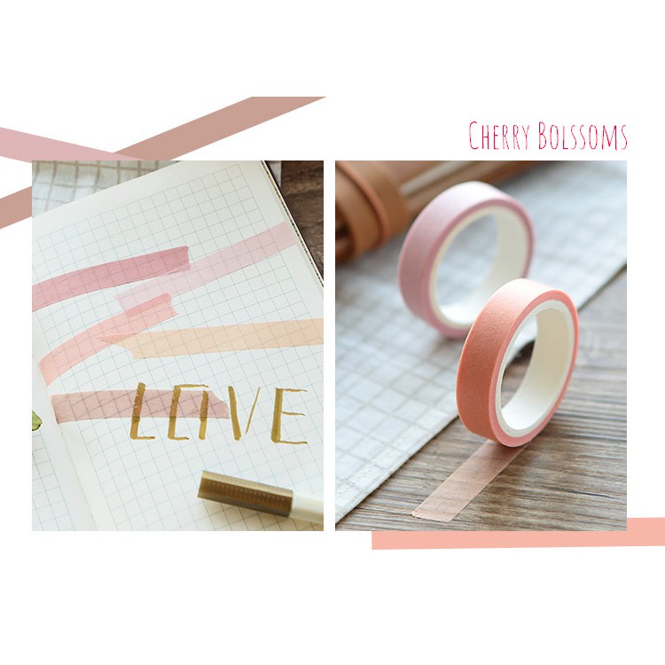 Set 5 cuộn Washi Tape 10mm x 5m màu Pastel
