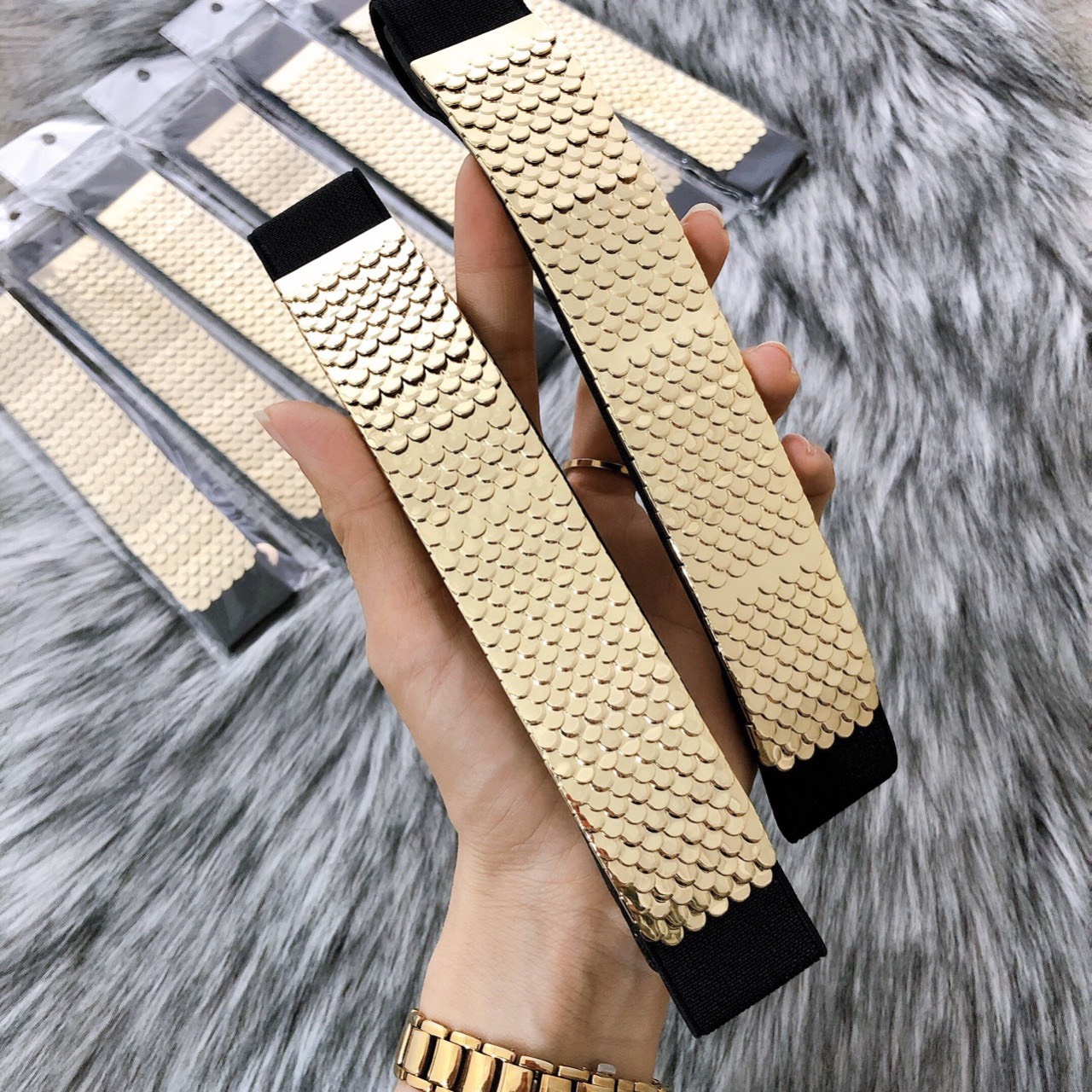 Dây nịt đai mặc váy belt mặc đầm vảy cá bản nhỏ 3cm