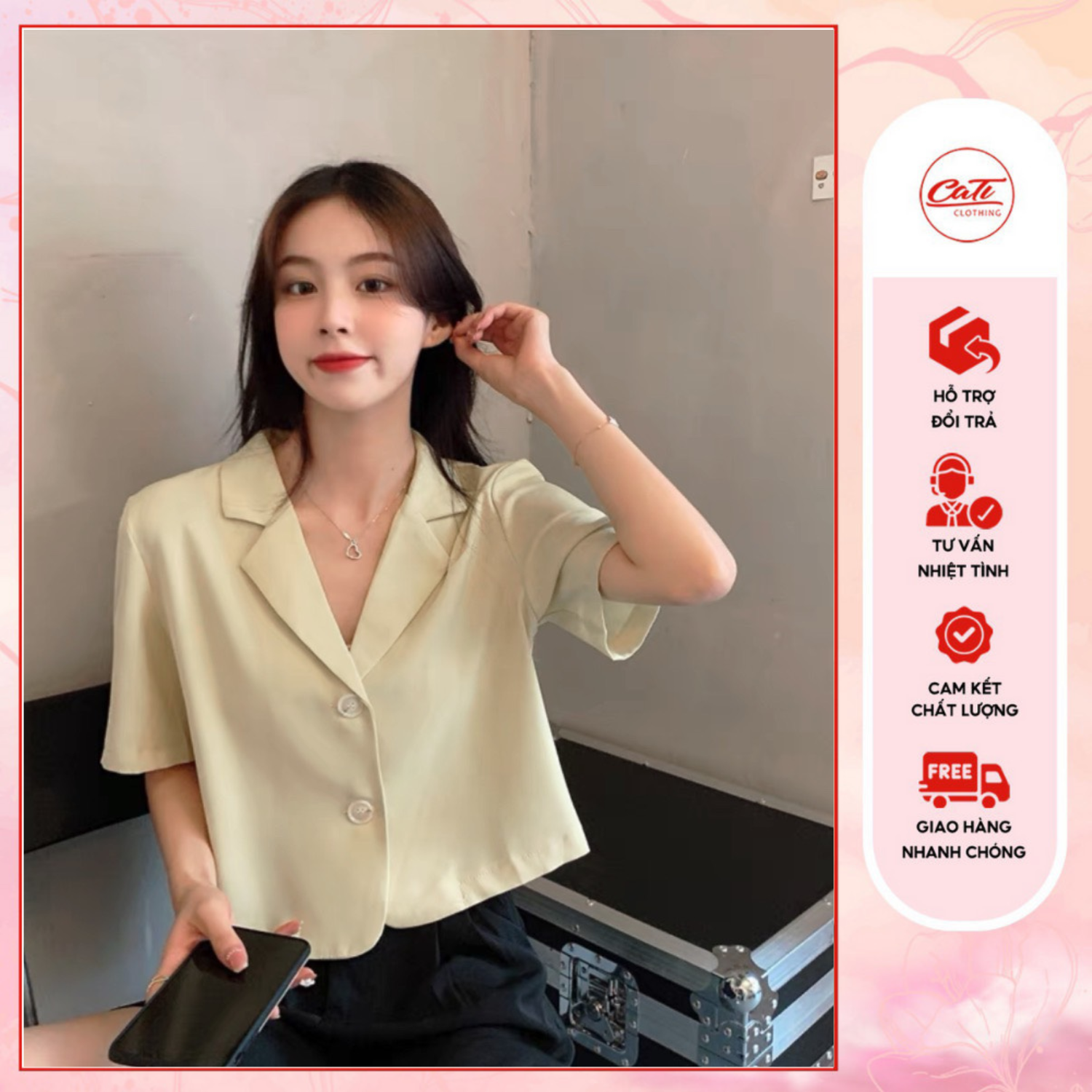 CATI Áo khoác blazer style Hàn dáng croptop (2166)