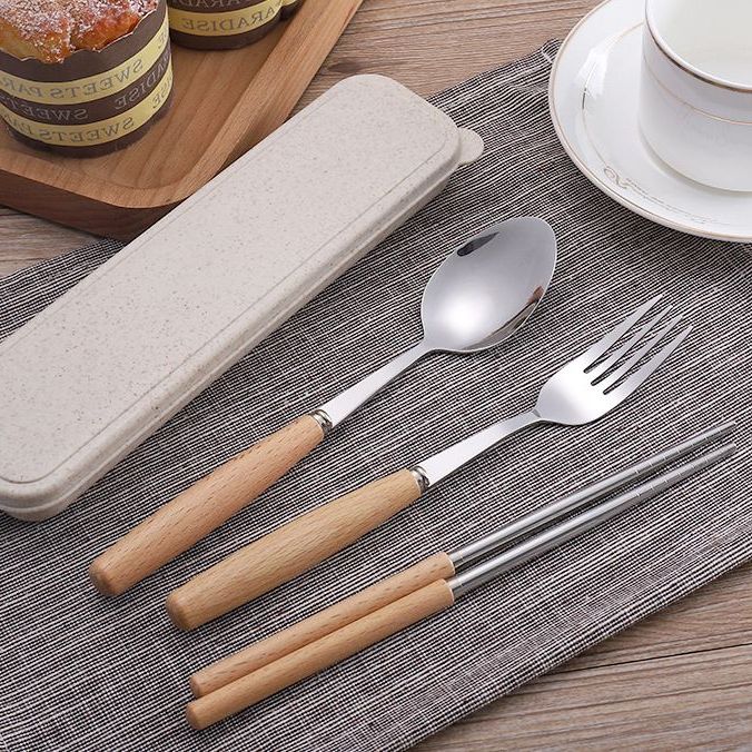 Set 03 dish spoon Fork chopsticks stainless steel 304 box high-grade (nhiều màu)-[set spoon Fork travel Fork dinner oblique stainless steel, stainless steel spoon đẹp, stainless steel chopsticks high-end]