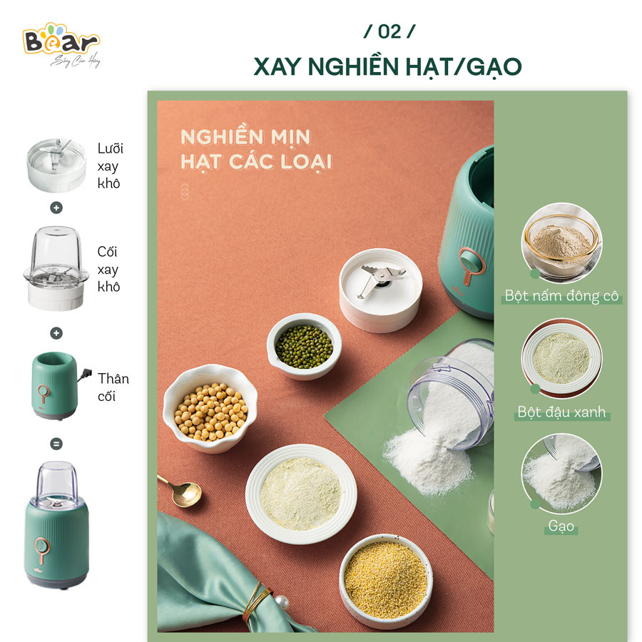 MÁY XAY SINH TỐ 3 CỐI BEAR CHÍNH HÃNG