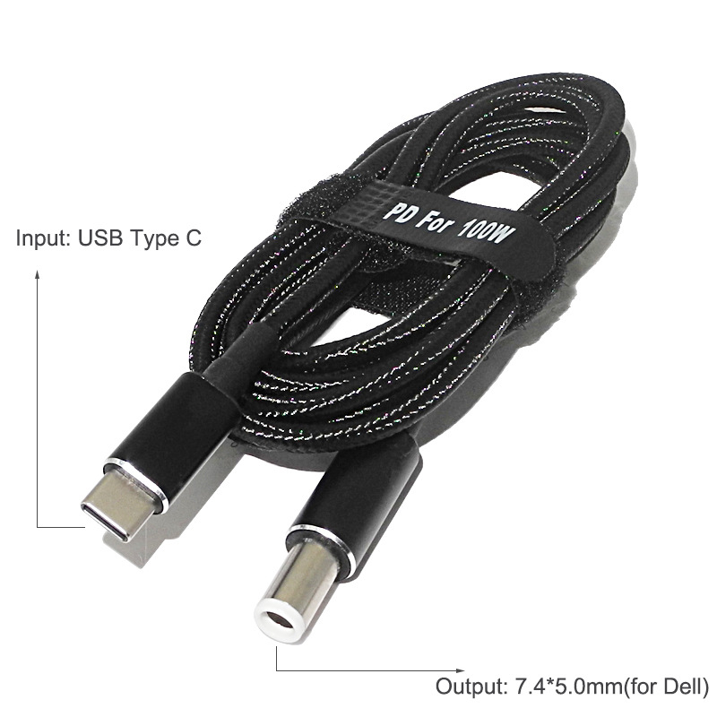 Đầu sạc PD 65W 100W 20V chuyển đổi cổng USB Type C sang nguồn điện DC 7.4x5.0 7.4x5.0mm chuyên dụng cho laptop Dell HP