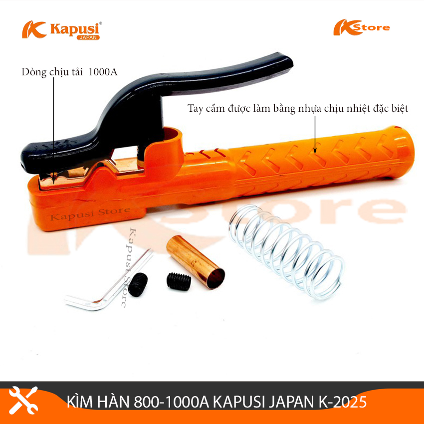 Kìm hàn kapusi japan k-2025 800-1000a, kìm kẹp hàn kapusi, kìm kẹp mát 800-1000a, kim han, kìm hàn điện cao cấp