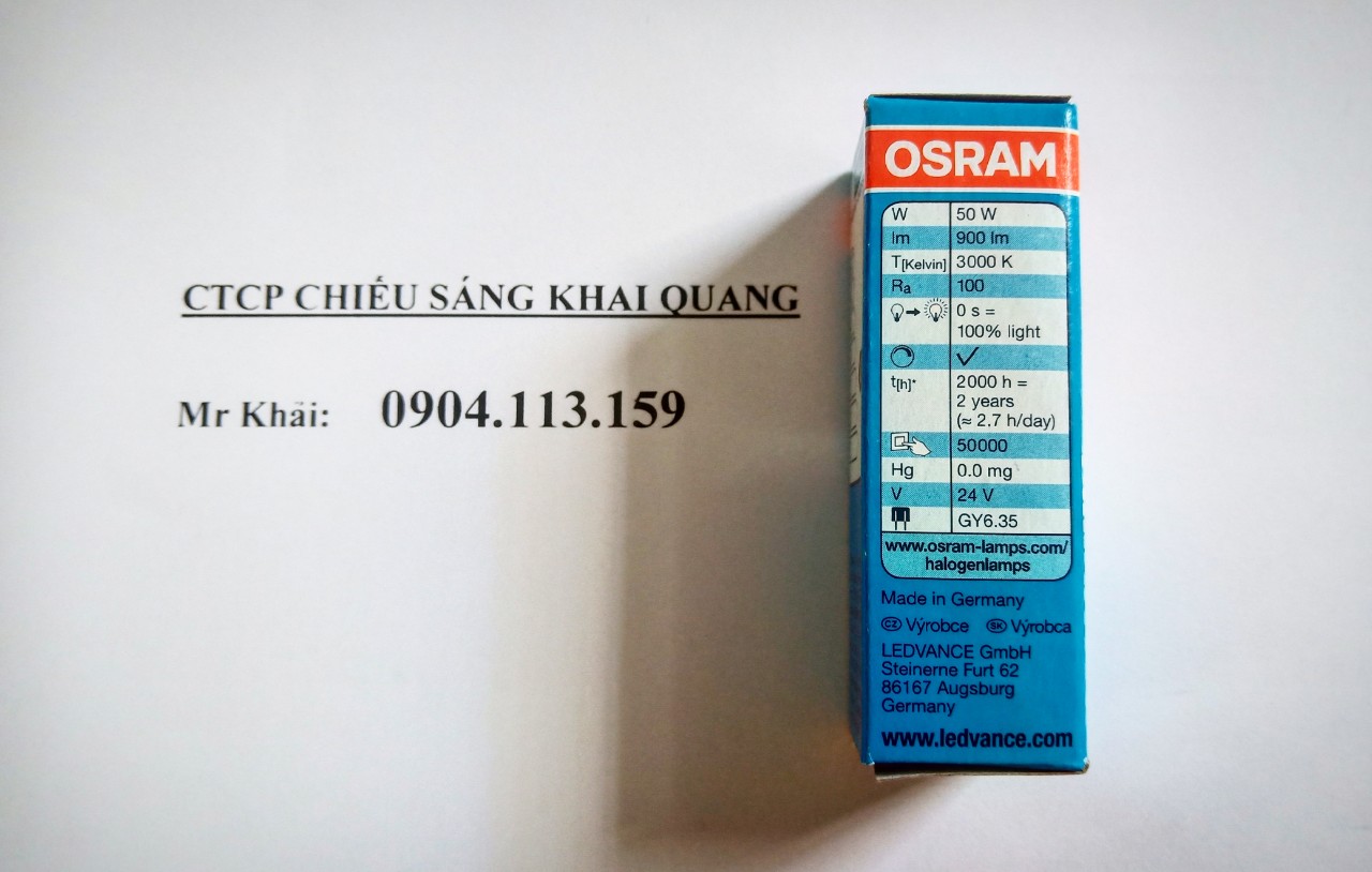 (SALE) Bóng halogen 24V 50W GY6.35 OSRAM Germany