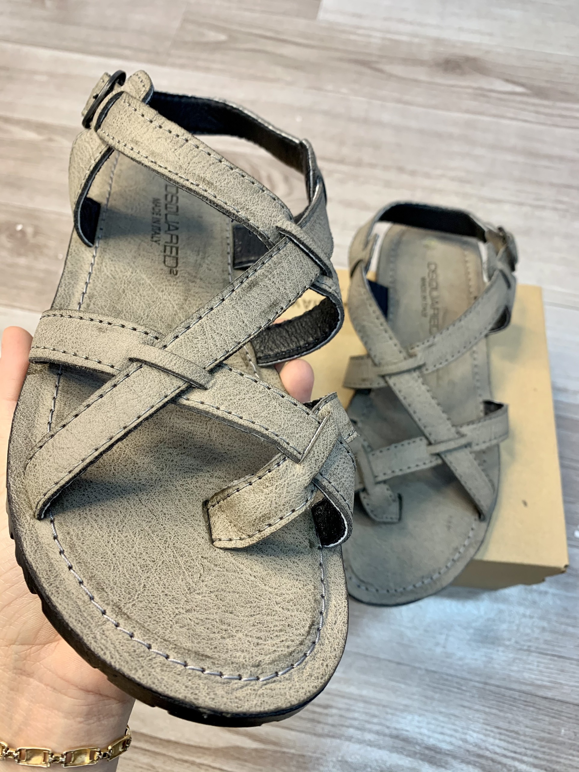 Sandal da bò- dép da bò cao cấp 2 màu đen xám