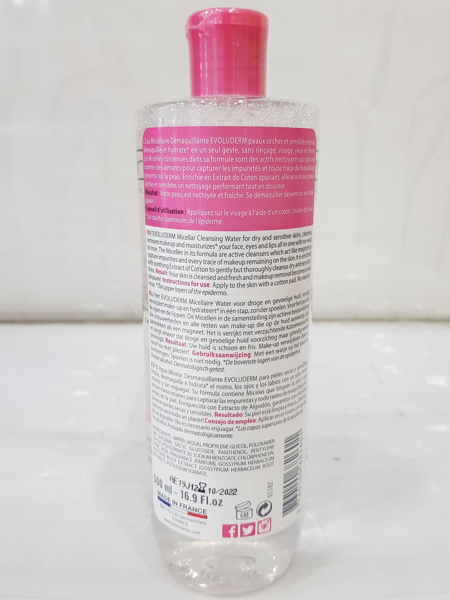 Nước Tẩy Trang Evoluderm Eau Micellaire 500ml Pháp