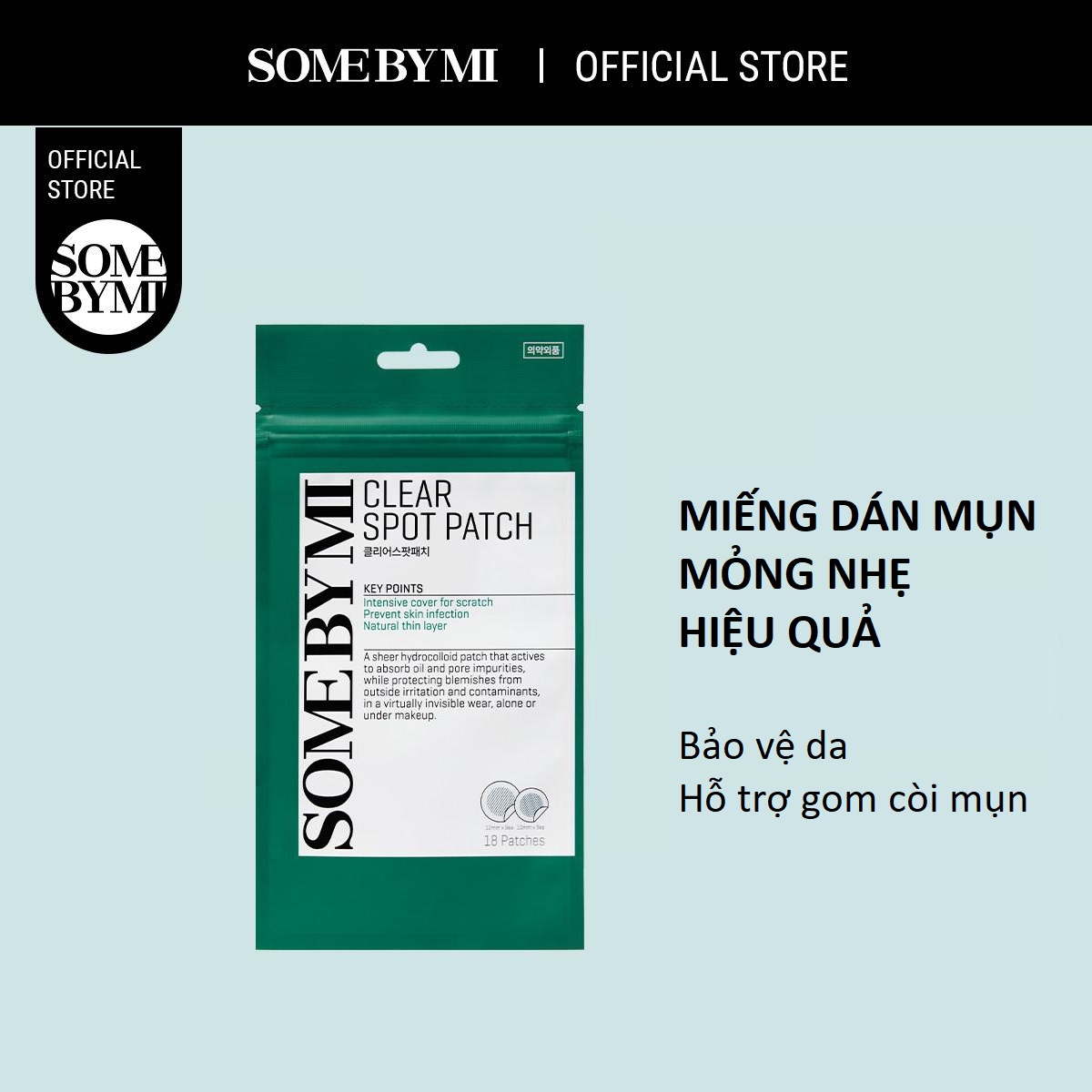 Miếng dán mụn Some by Mi Clear Spot Patch 18 miếng mỏng nhẹ + siêu bám dính + mờ thâm