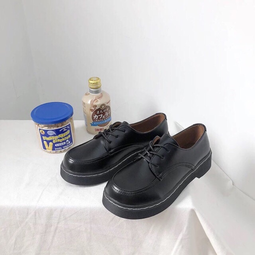 Giày oxford nữ nâu đen buộc dây giá rẻ