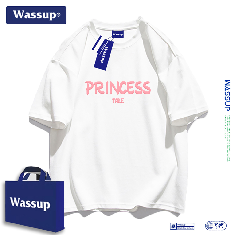 WASSUP T-shirt Bear PANDA Sleeve Loose Pattern T-shirt Unisex Korean Fashion Single Beautiful Thick Fabric Smooth and Breathable Ulzzang Style Dynamic and Young