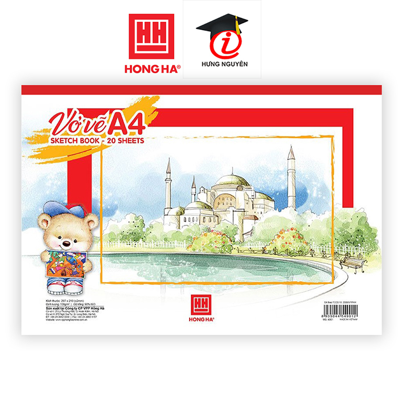 Vở vẽ a4 gáy dán - bìa cứng hồng hà định lượng 100gms 4901