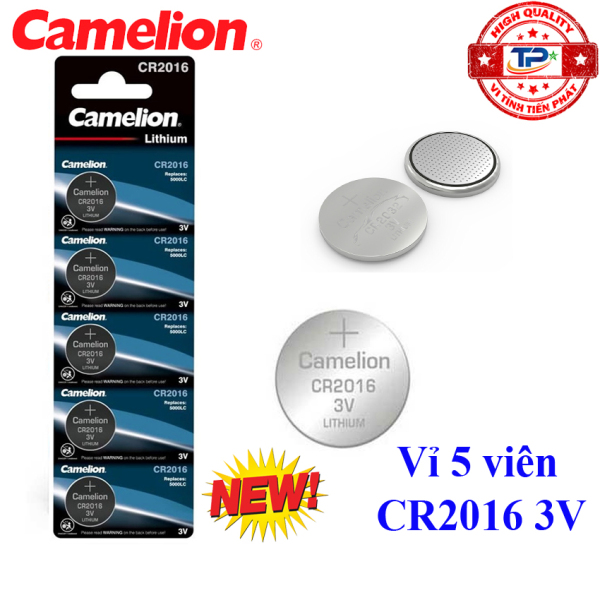 Vỉ 5 viên pin Nút CR2016 Camelion Lithium Battery 3V - Cmos Camelion CR2016 (mẫu mới)
