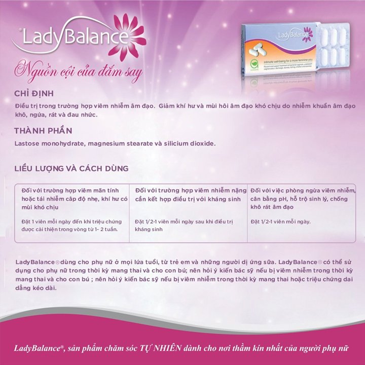 Viên đặt phụ khoa LADYBALANCE (Giúp chấm dứt các hiện tượng viem nhiễm, nấm ngứa vùng kín)