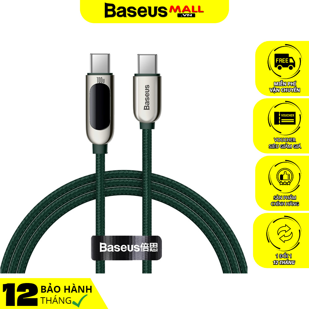 Cáp sạc nhanh C to C 100W Baseus Display Fast Charging Data Cable
