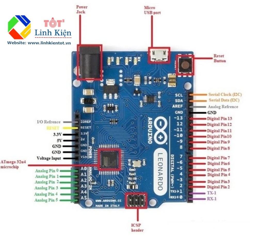 Arduino Leonardo ATmega32u4 - tặng kèm cáp dữ kiệu