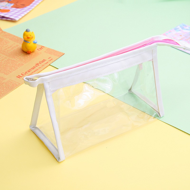 Túi đựng bút mỹ phẩm trong suốt kèm sticker dễ thương DIY TN05
