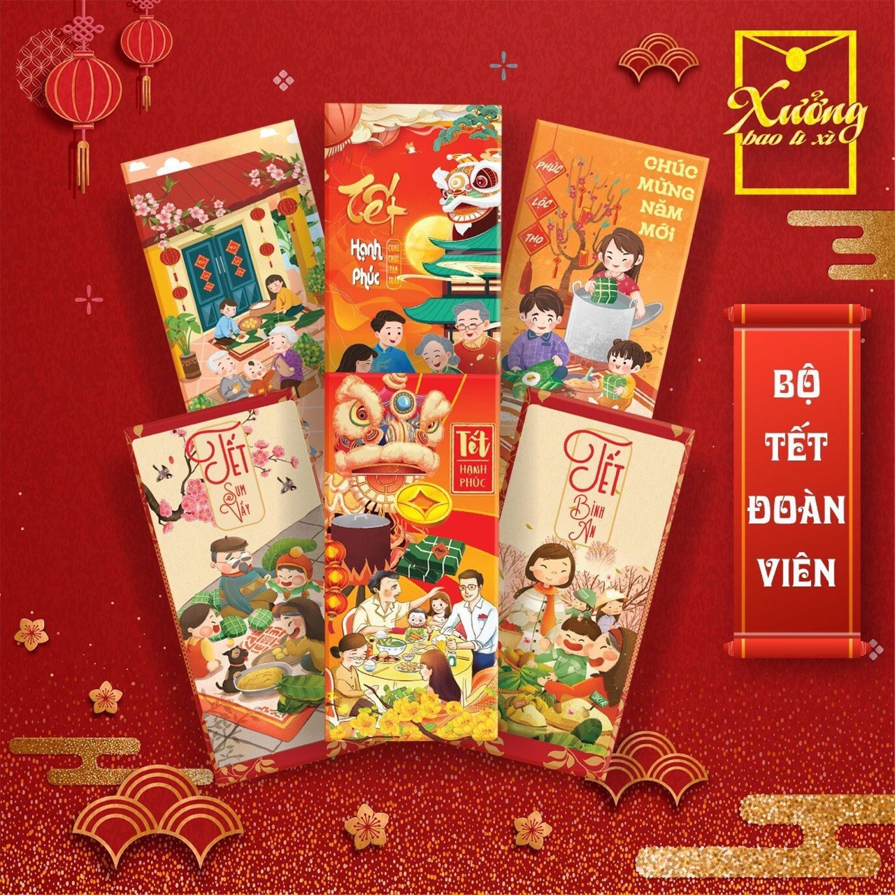 Combo 100 lì xì tết mão thìn 2024 -bộ tết đoàn viên