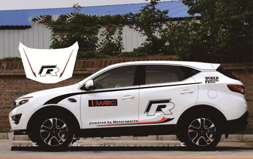 Tem dán sườn và capo xe ô tô phong cách thể thao TS082