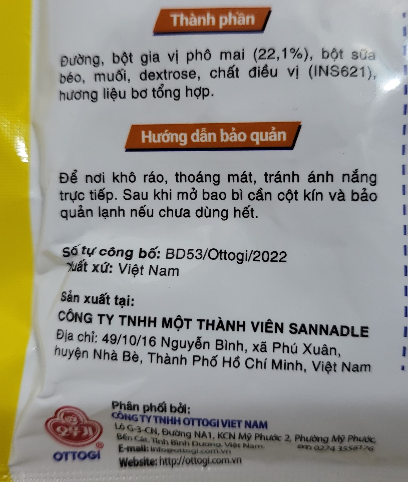 OTTOGI - gói 100g - BỘT PHÔ MAI LẮC / Cheese Powder