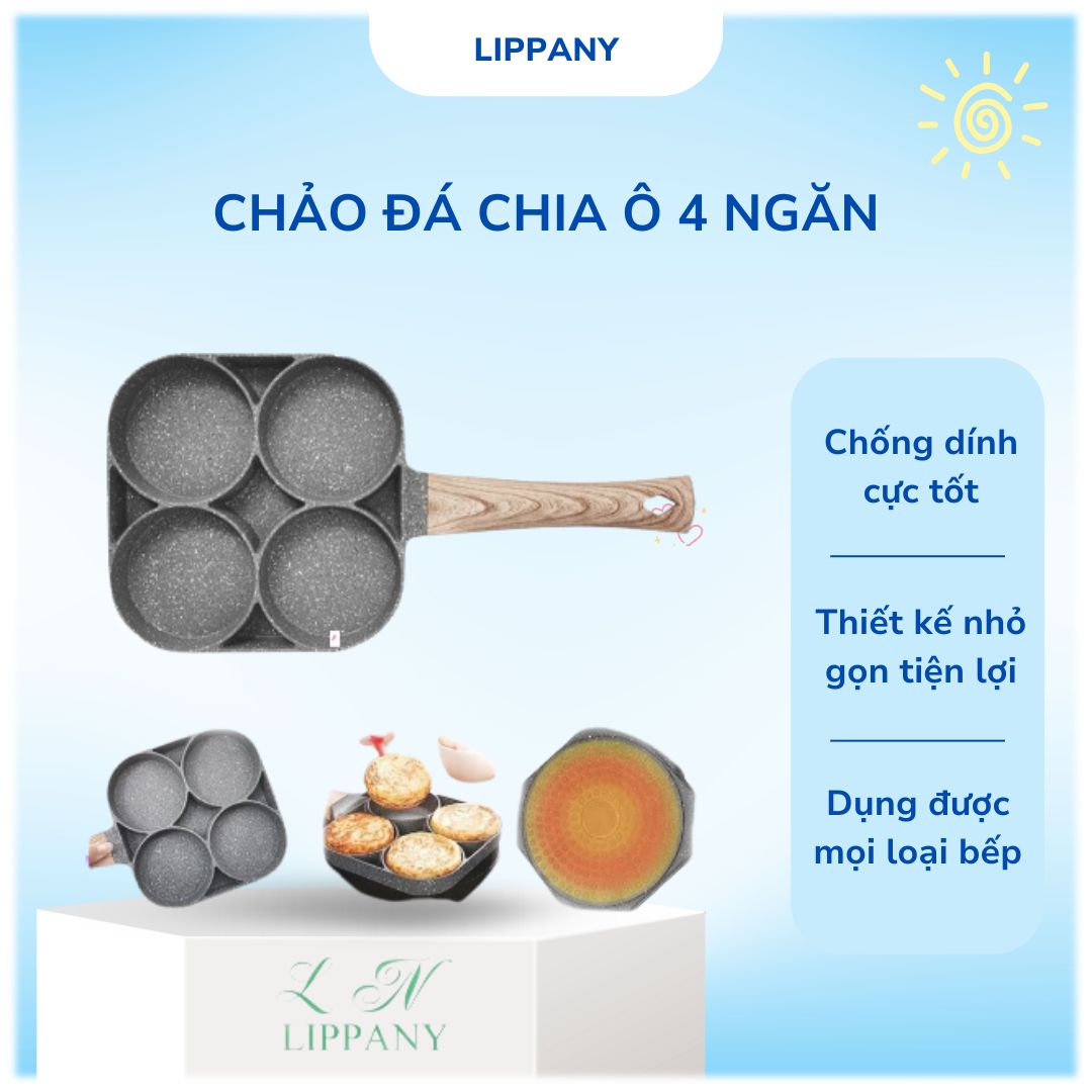 Chảo Đá Chia Ô 4 Ngăn Chiên Dán Đa Năng Chống Dính Tốt