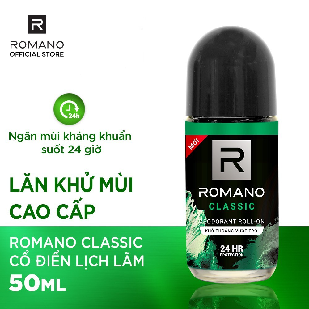 [HCM]Lăn khử mùi Romano Classic chai 50ml