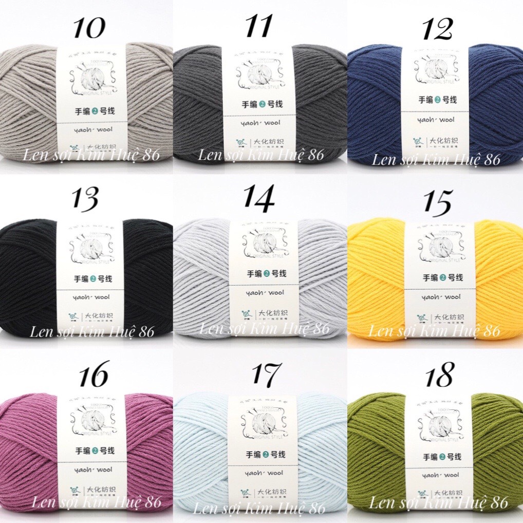 Len Yaoh Wool sợi to 3mm cuộn 100g