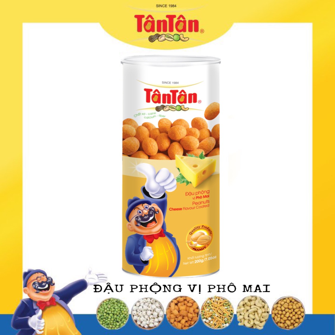 [Siêu Hot] Đậu phộng vị Phô Mai Tân Tân lon 200g