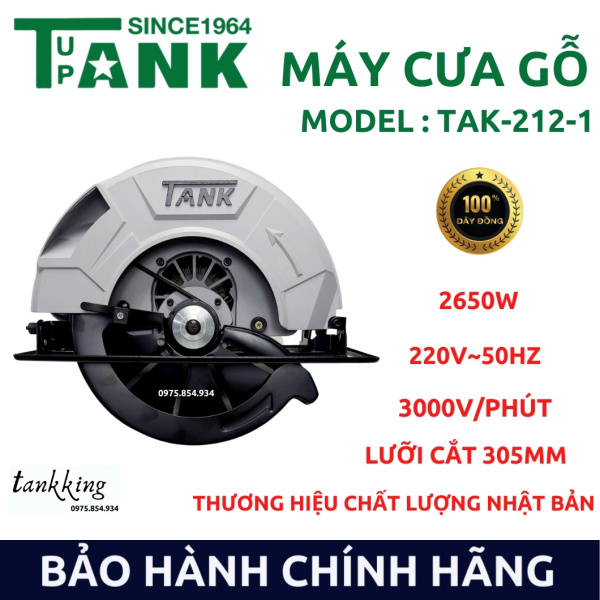 [HN]Máy cưa đĩa cắt gỗ TANK-212, Máy cưa đĩa cầm tay 305mm, máy cắt gỗ công suất 2600W, tốc độ 3000v/phút - TANKKING