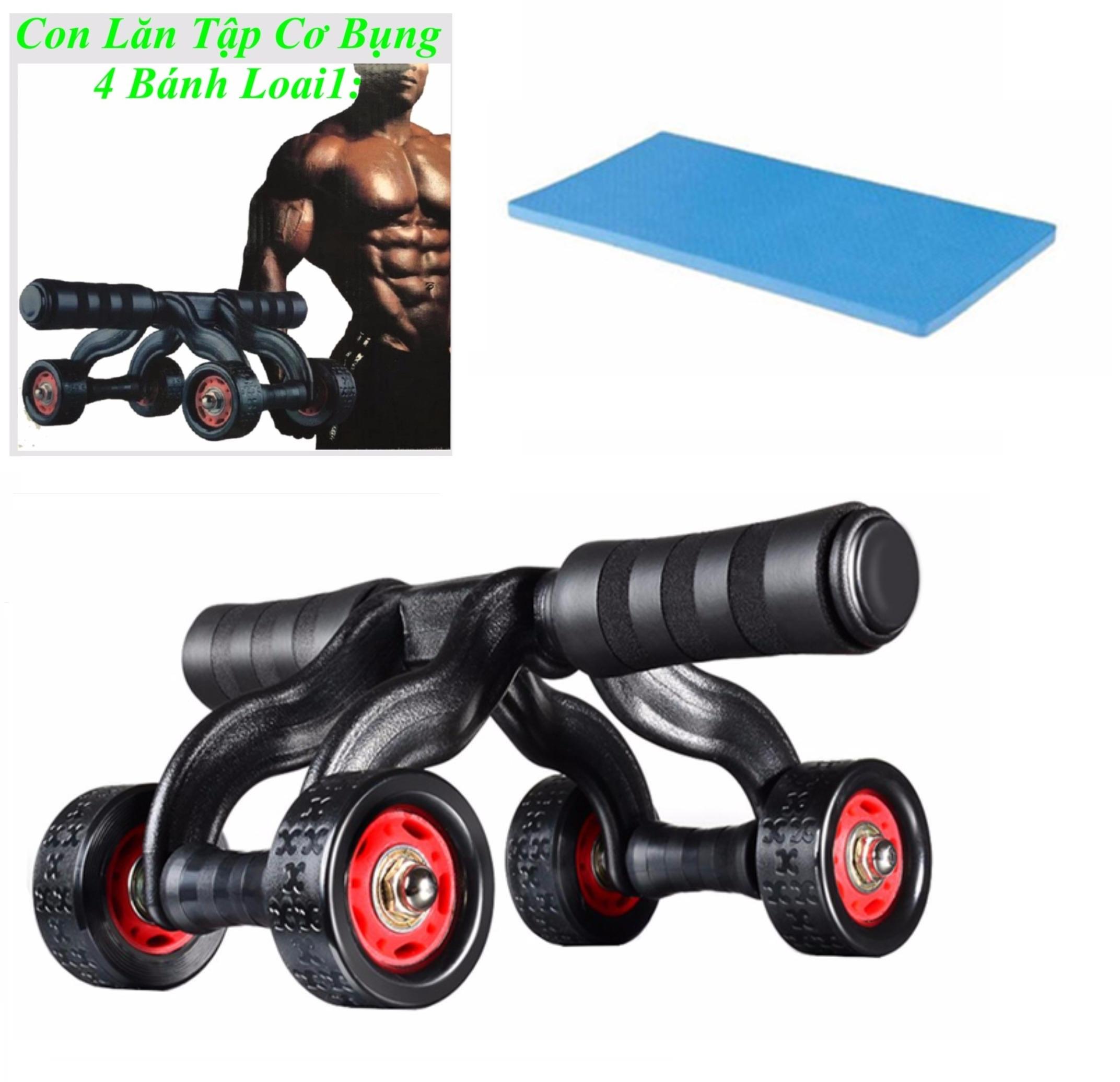 Con lăn tập cơ bụng 4 bánh cỡ lớn cao cấp kèm nhựa dung cung tap co bung con lan 4 banh con lan tap bung may tap co bung