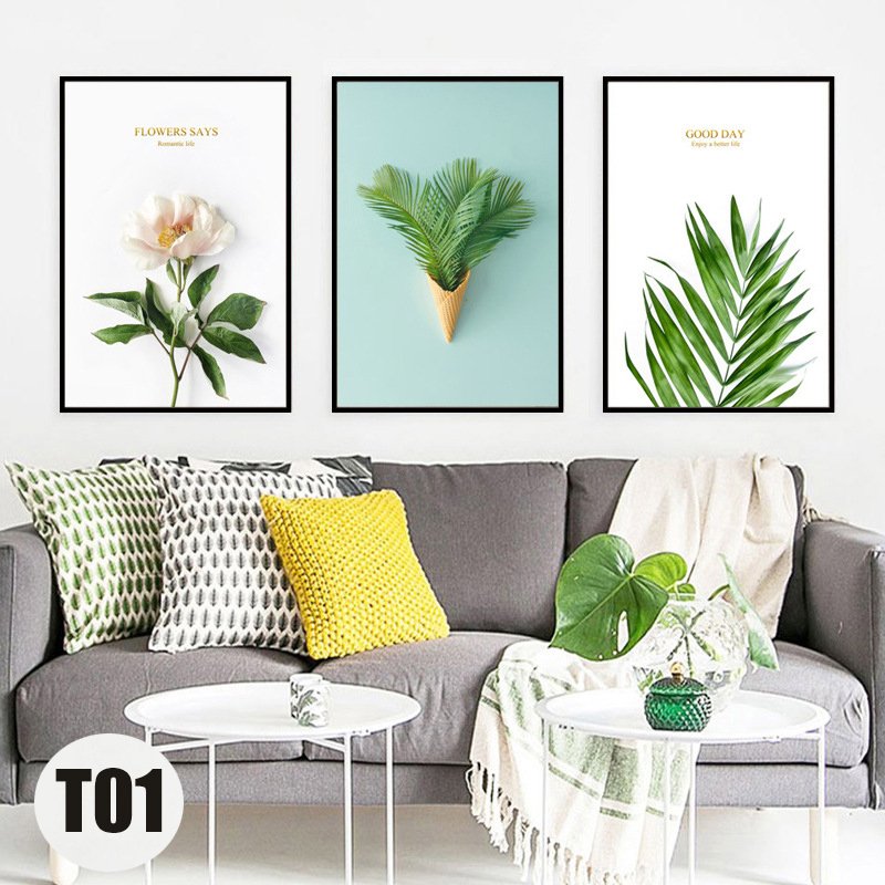 Bộ 3 bức tranh treo tường đơn giản thanh lịch