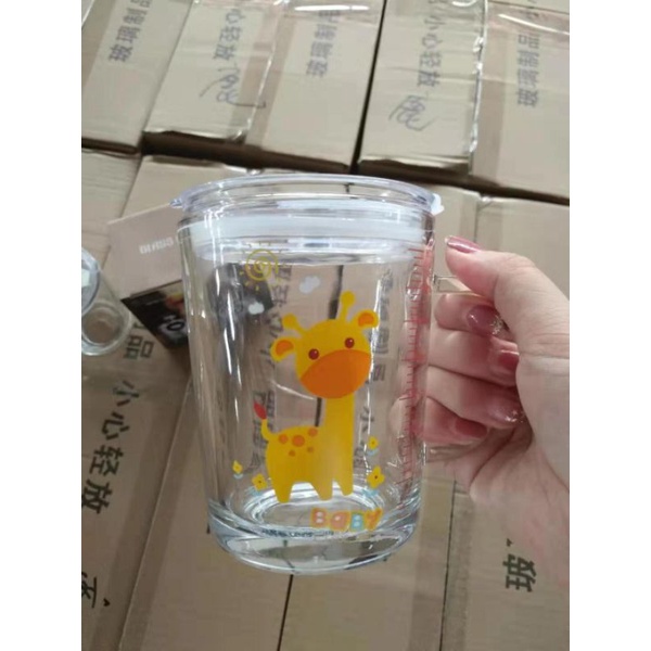 Cup milk glass split bar with lids and straws Silicon soft