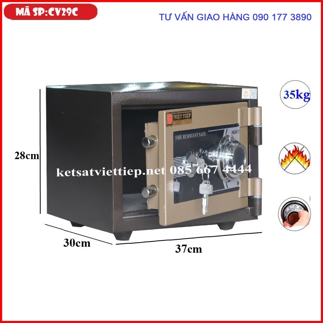 [CHINH HANG] Két sắt mini đúc đặc Việt Tiệp CV29C ( khóa cơ )