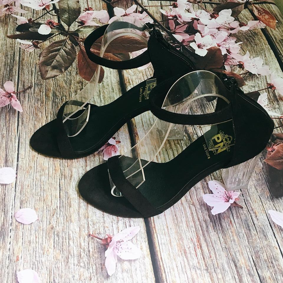 Giày cao gót 9cm Quai mảnh gót trong