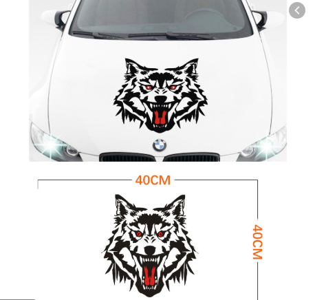 Decal đầu sói trang trí ô tô