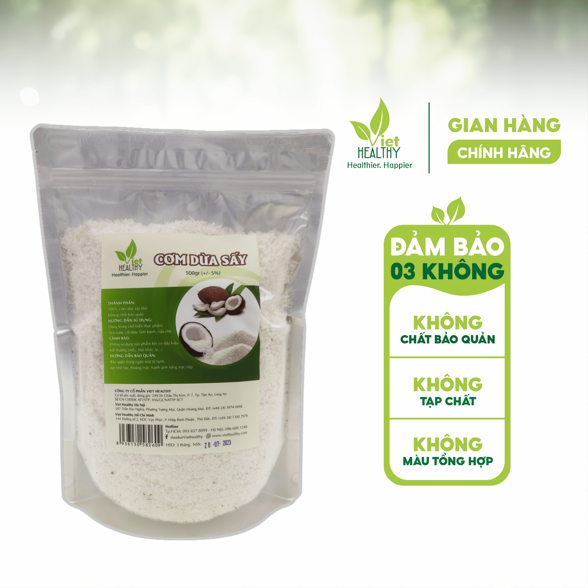 Cơm dừa sấy khô 500gr Viet Healthy