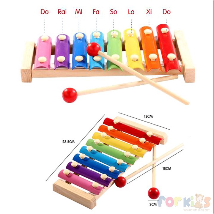 Đàn Gỗ 8 Thanh Cho Bé Đồ Chơi Nhạc Cụ Cho Bé