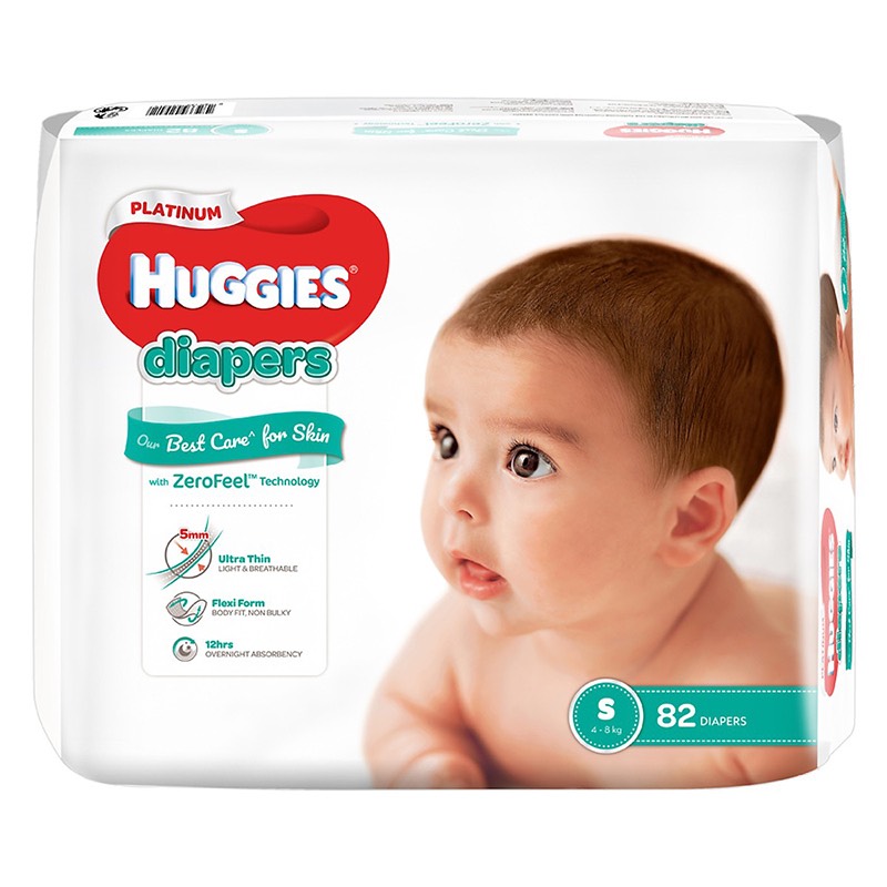 Tã dán Huggies Platinum siêu cao cấp size S - 82 miếng (Cho bé 4 - 8kg)