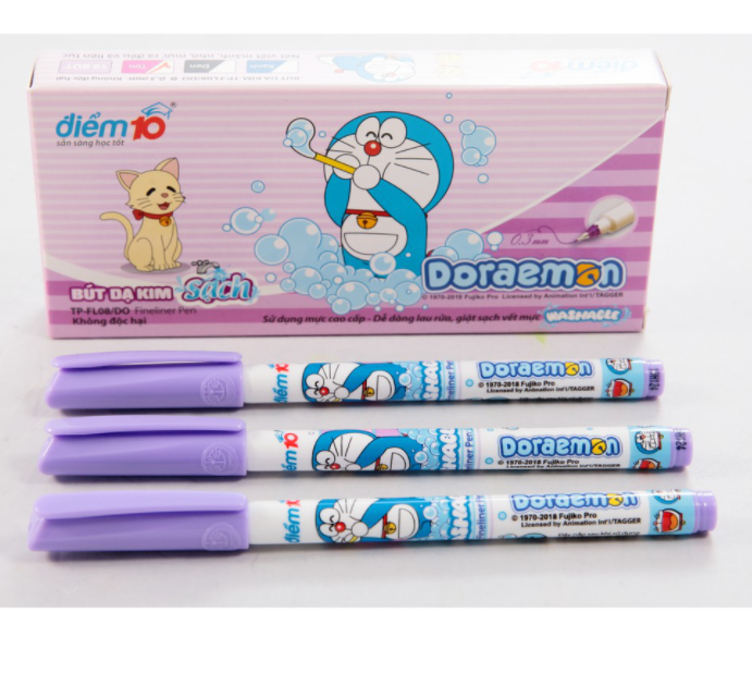 Bút lông kim doraemon điểm 10 tp-fl08/do mực tím - 1 cây