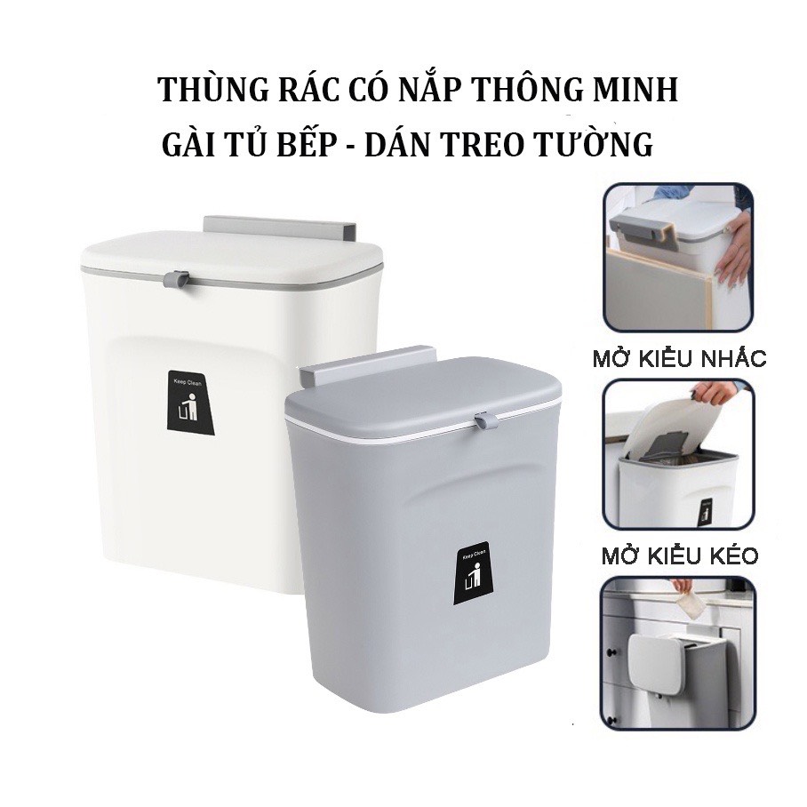 Thùng rác treo tủ bếp nắp đậy thông minh