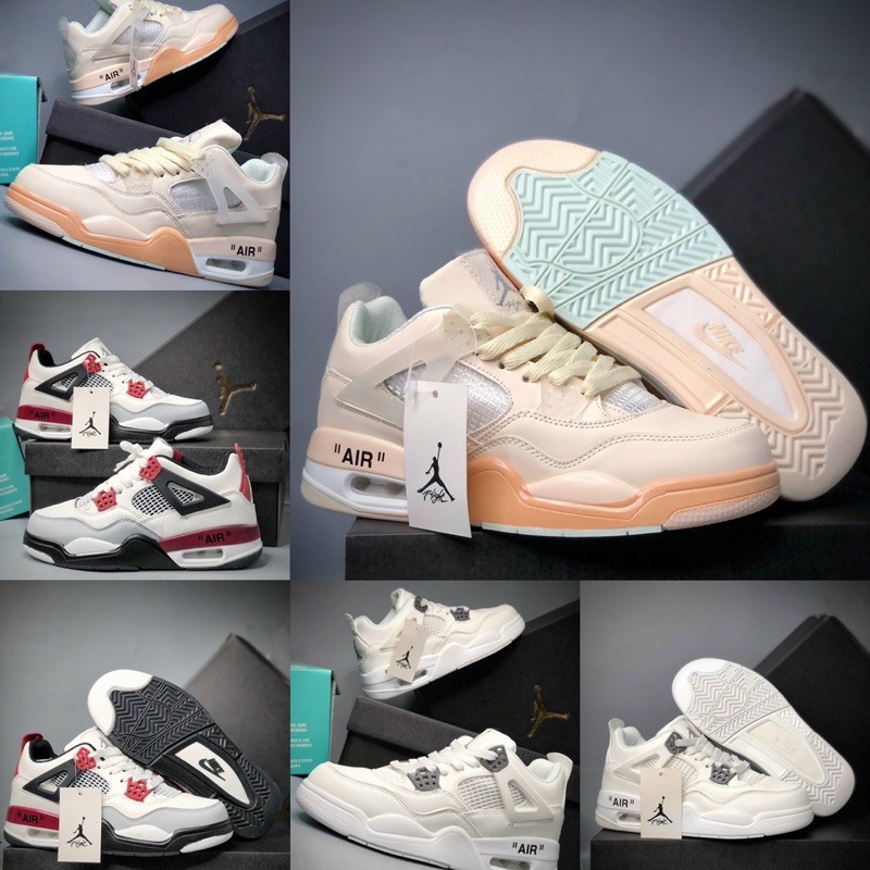 Giày Thể Thao Jordan 4 Nam Nữ, Giày Sneaker JD4 Off White Full Màu Cao Cấp