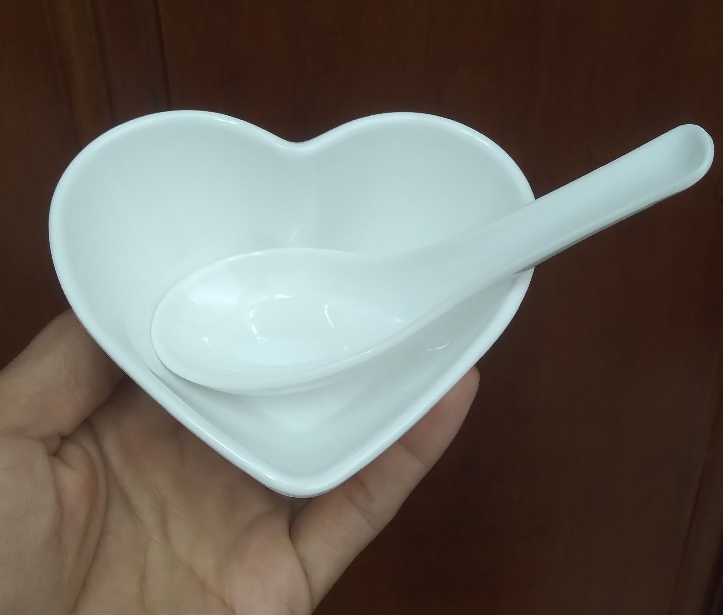 Chén trái tim giả sứ Horeca nhựa Melamine màu trắng cao cấp đựng xôi chè thôi nôi
