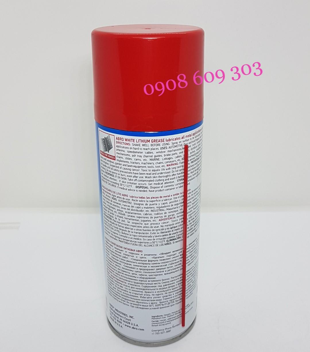 Chai Xịt Mỡ Bò Dạng Nước ABRO WHITE LITHIUM GREASE 284g